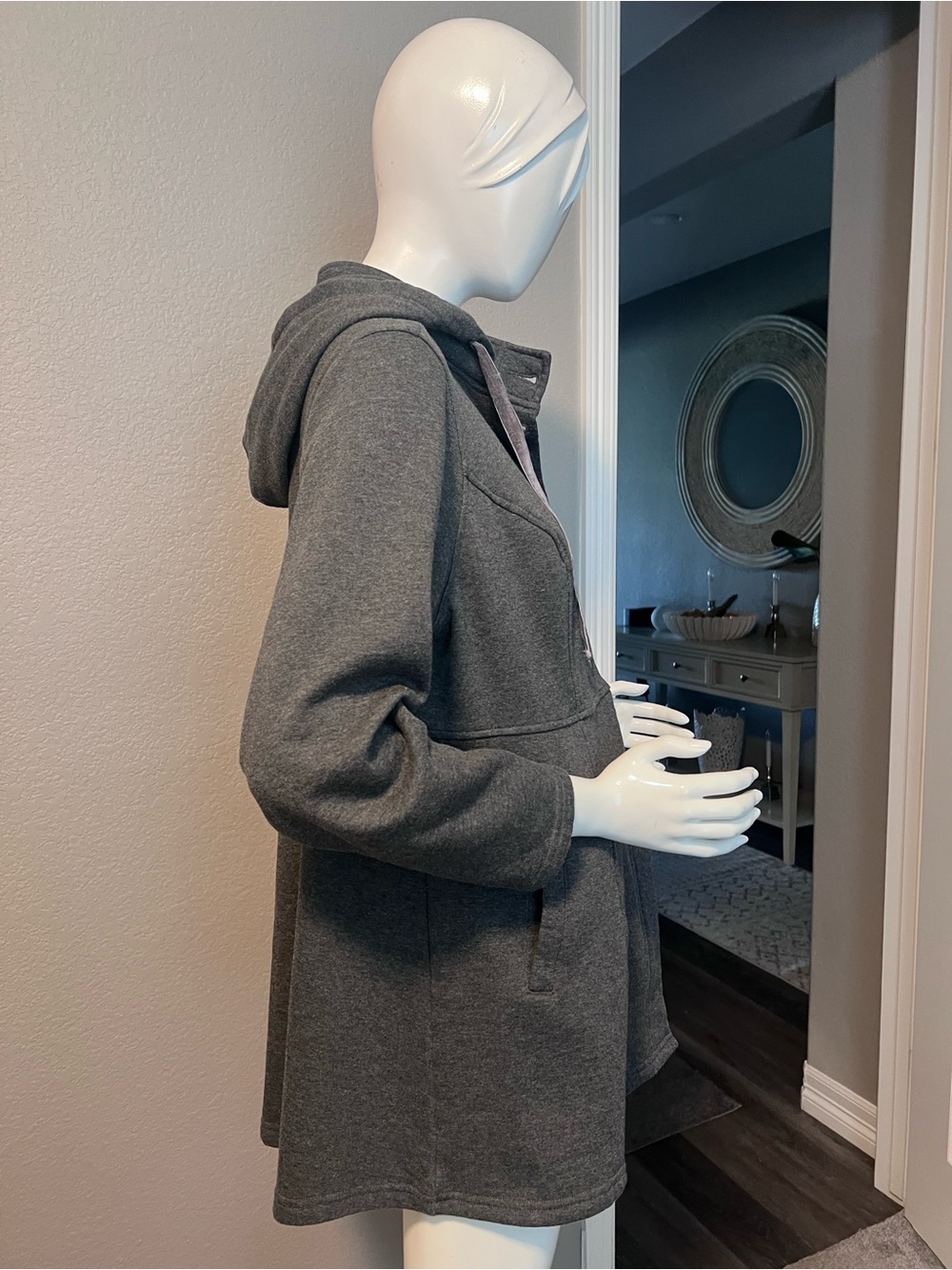 Torrid  Charcoal Gray Hooded Trench Coat size 0 - Picture 3 of 10